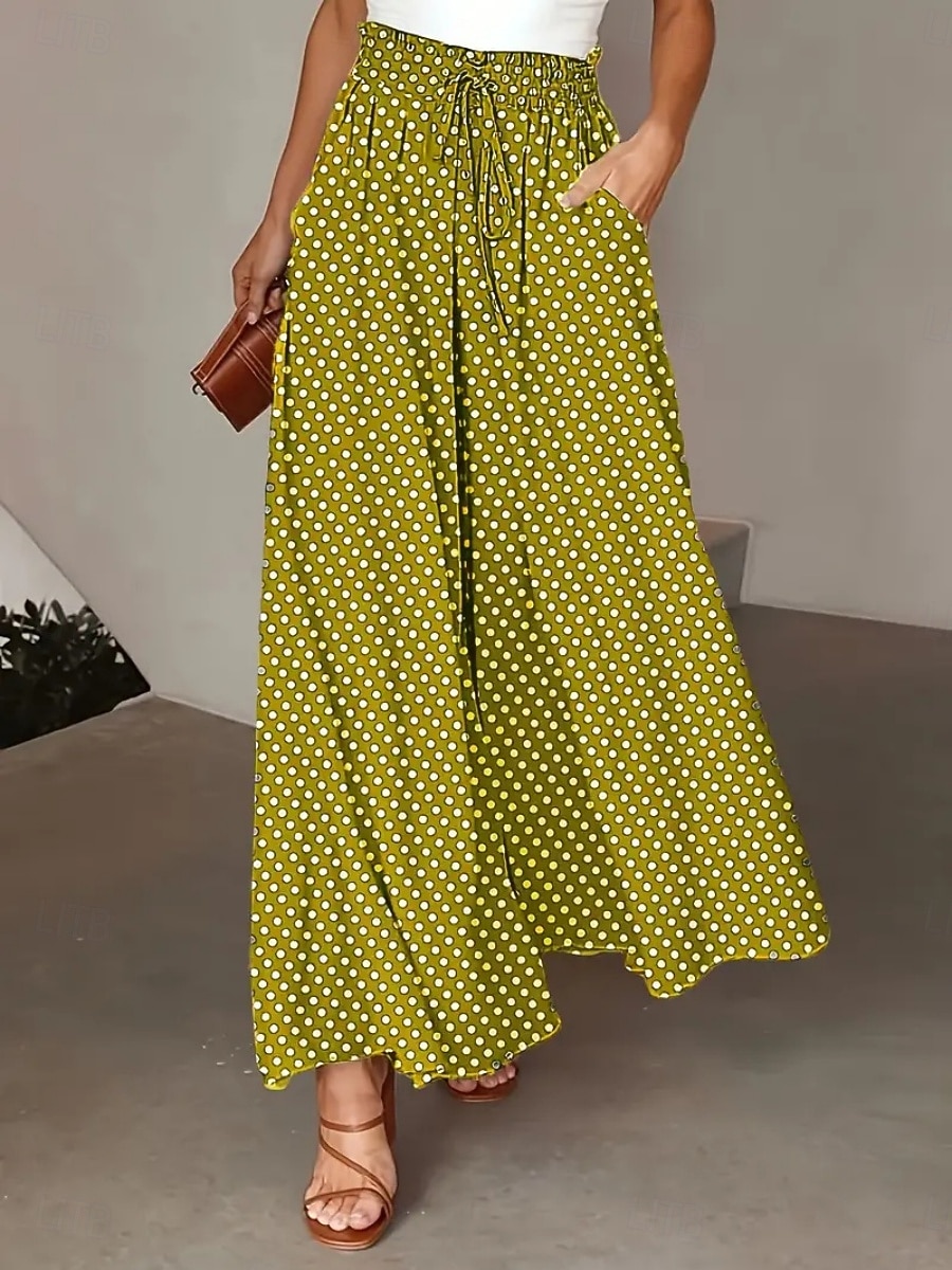 Women's Pants Fashion Casual Maxi High Waist Pants Polka Dot Pocket Print Micro-elastic Street Daily Black Yellow Red Gray Summer Polyester 2026 - &euro;20.99 &ndash;P5