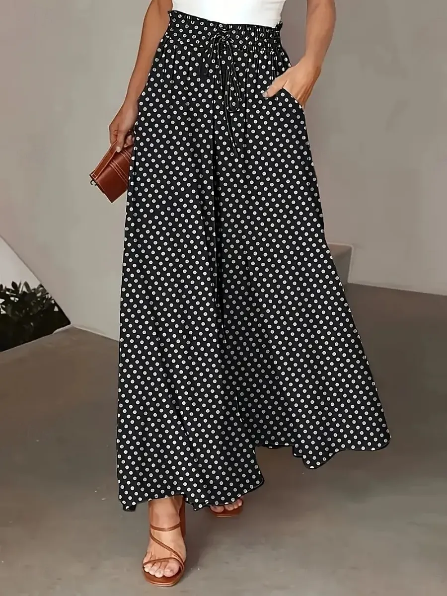 Women's Pants Fashion Casual Maxi High Waist Pants Polka Dot Pocket Print Micro-elastic Street Daily Black Yellow Red Gray Summer Polyester 2026 - &euro;20.99 &ndash;P6