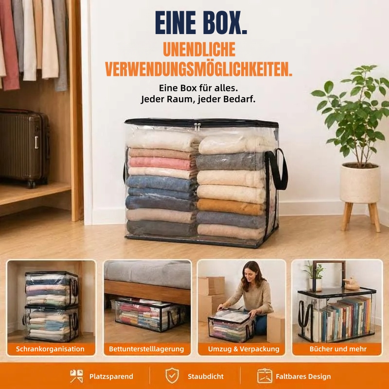 🎁Letzter Tag im Angebot: 49 % Rabatt!📦Große, robuste, dicke, transparente Aufbewahrungstasche aus Kunststoff für Kleidung, Umzug & Lagerung
