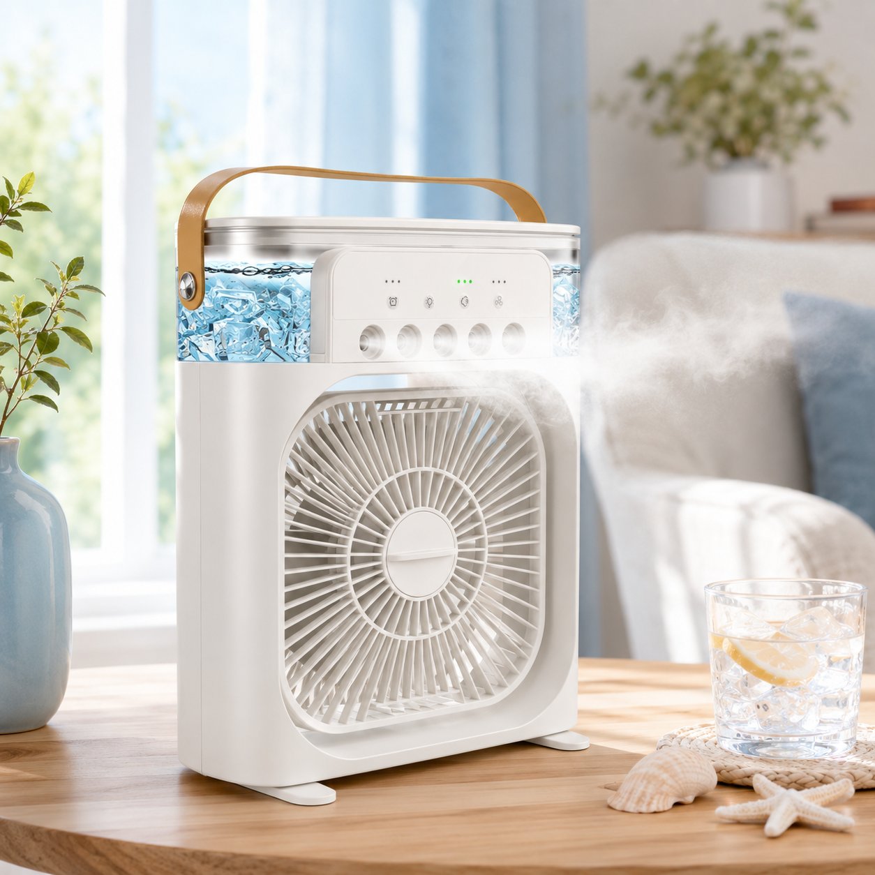 🏆Über 50.000 verkaufte Exemplare⚡ Tragbarer 4-in-1-Tischventilator mit Eisnebel