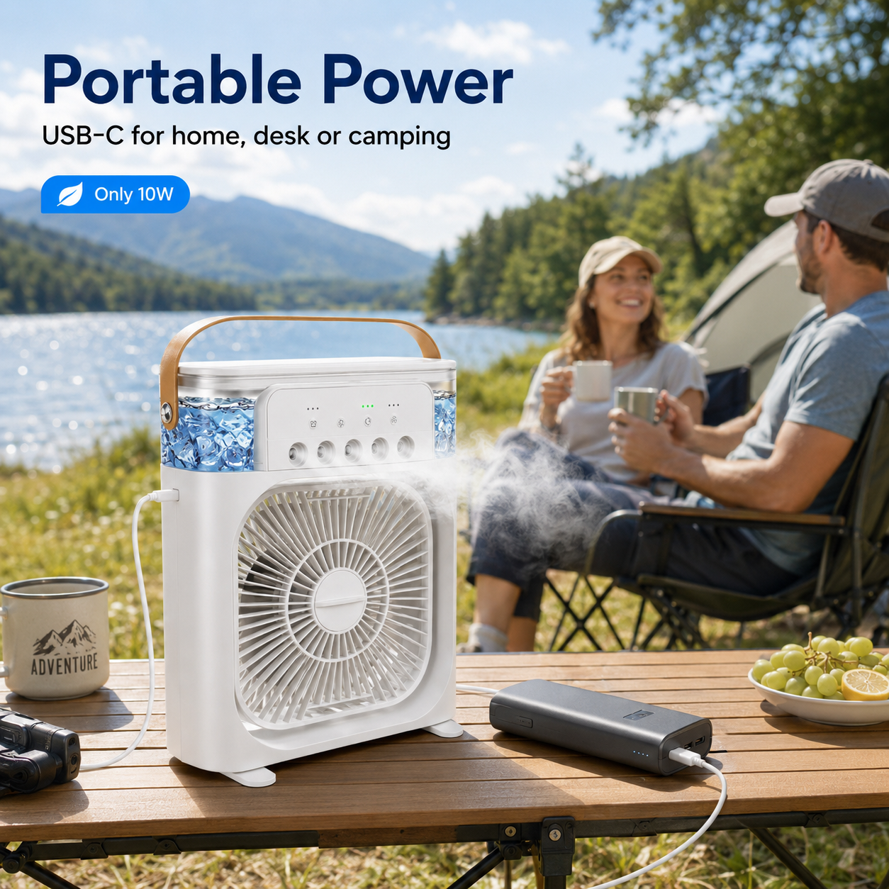 🏆Über 50.000 verkaufte Exemplare⚡ Tragbarer 4-in-1-Tischventilator mit Eisnebel