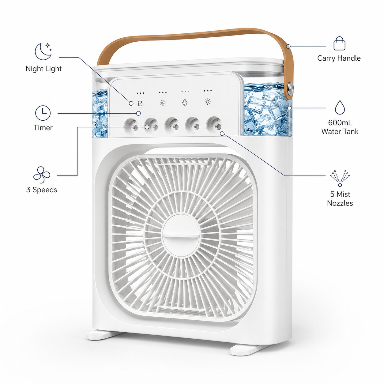 🏆Über 50.000 verkaufte Exemplare⚡ Tragbarer 4-in-1-Tischventilator mit Eisnebel