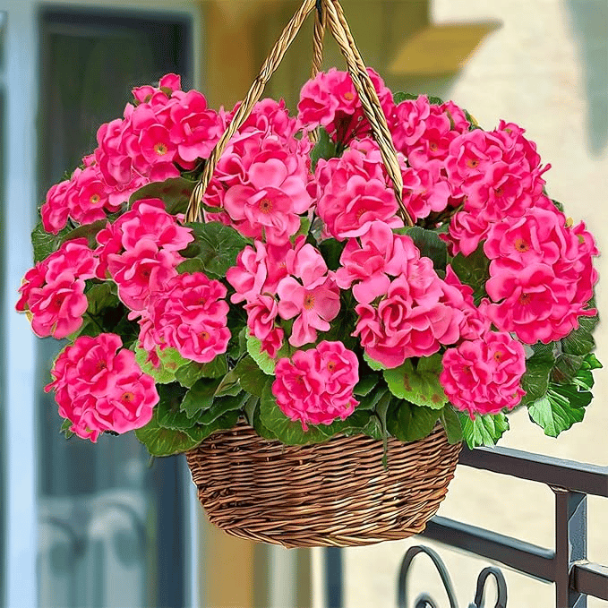 Artificial Geranium Flowers for Outdoors UV  Resistant Garden Plants Faux Flowers for Home Kitchen Table Centerpieces Decor
