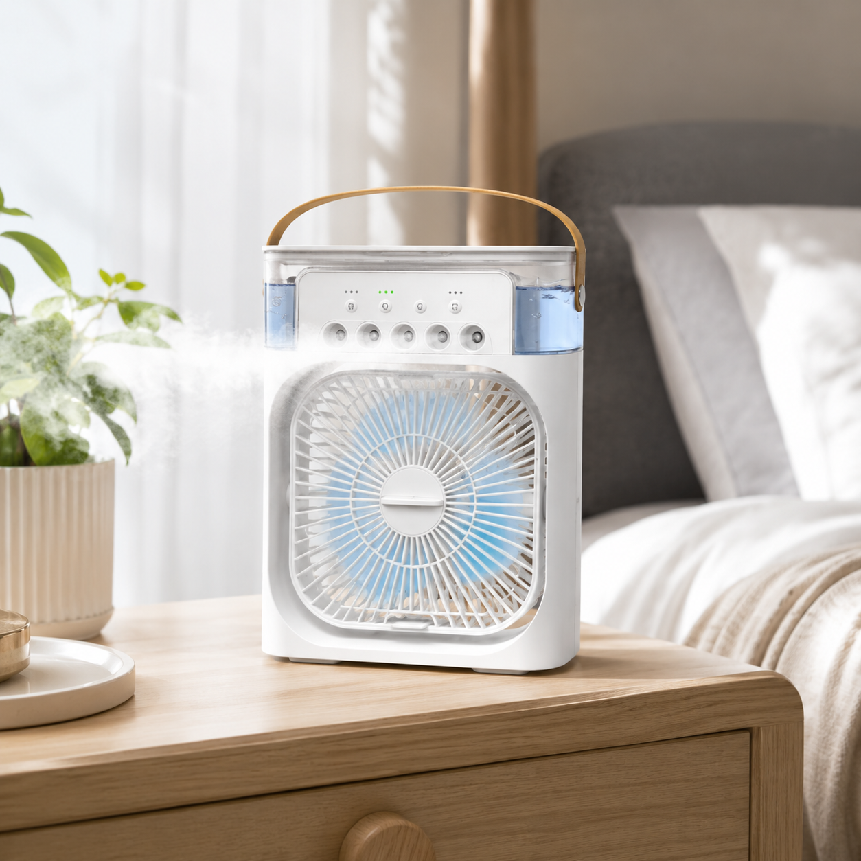 ❄️ 3-in-1 Tragbarer Tischventilator mit Luftkühlung | Leiser USB-Mini-Luftbefeuchter