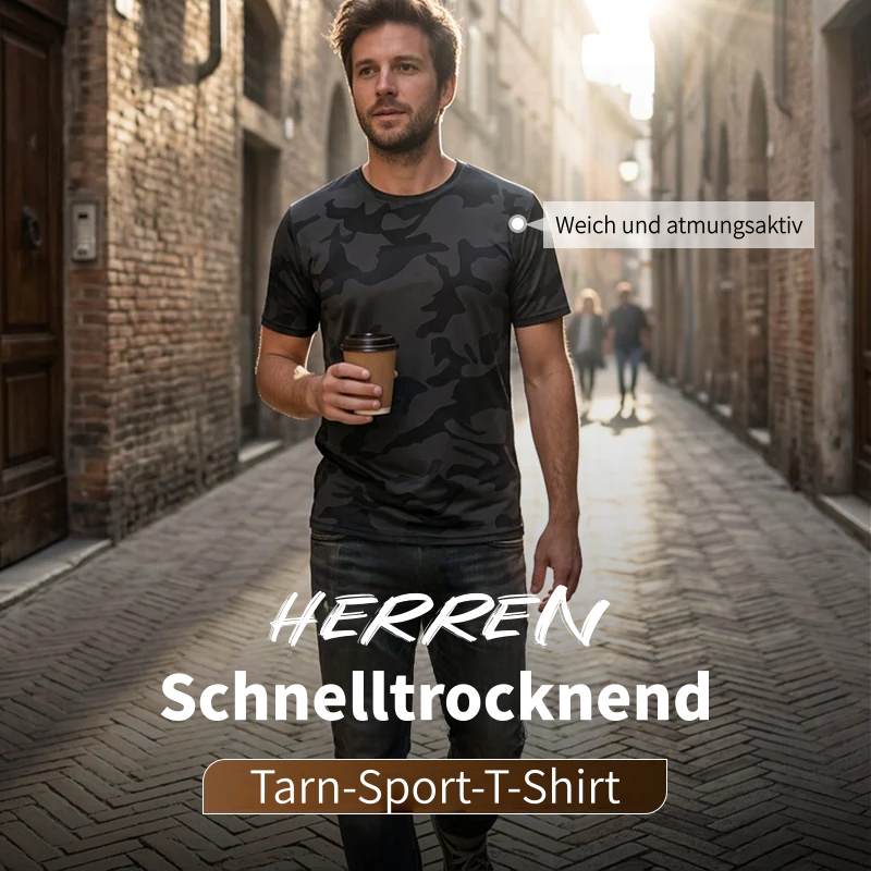 🏃‍♂️ Schnelltrocknendes Herren-Sport-T-Shirt im Camouflage-Look – Feuchtigkeitsableitend & sportliche Passform – Trainiere mit Stil 💪