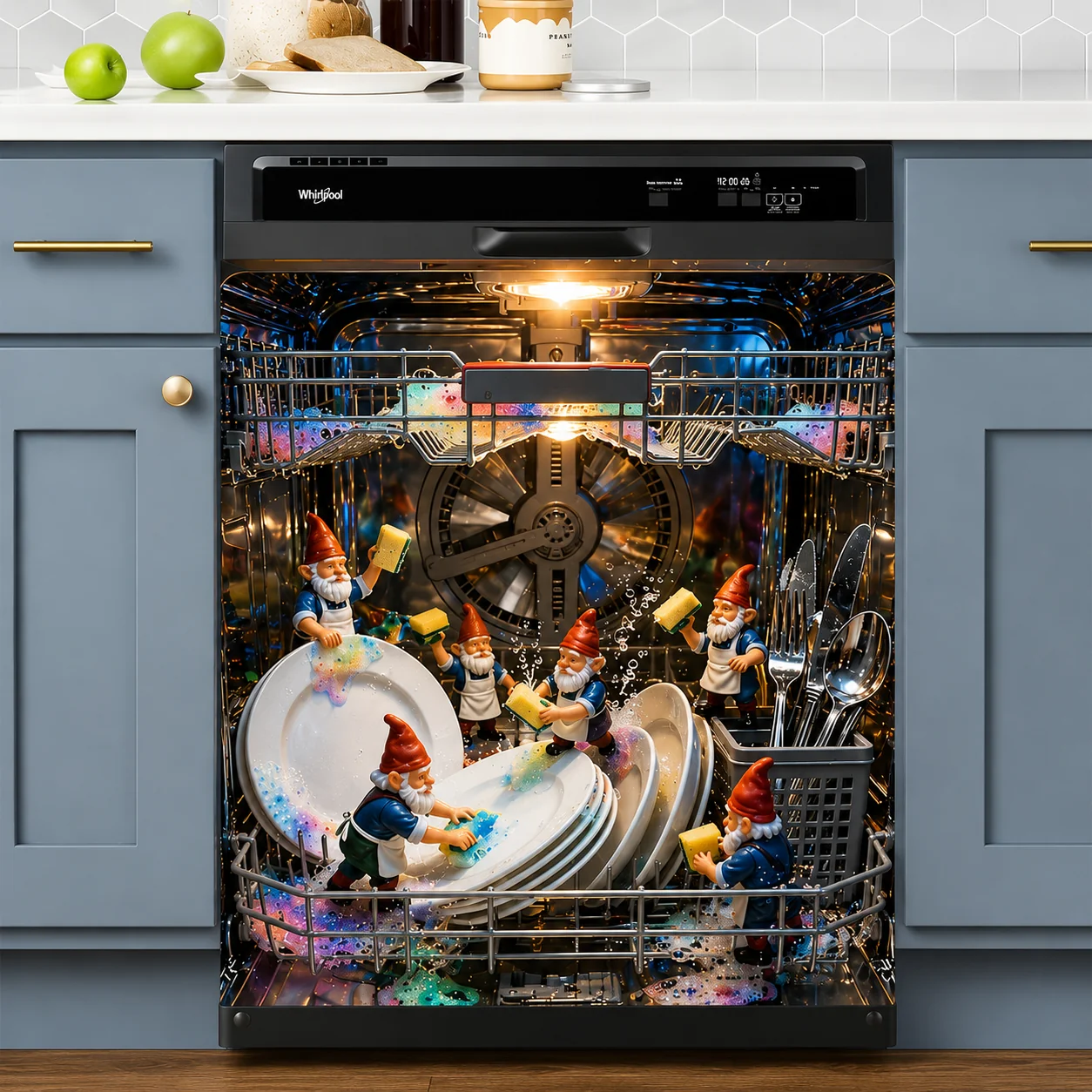 Reusable Halloween-Themed Magnetic Dishwasher Cover – Kitchen Decor for a Spooky Atmosphere