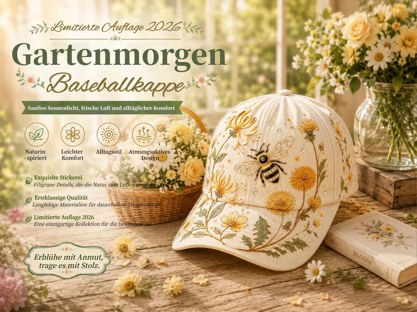 🔥Kaufe 1, erhalte 1 gratis🌸🌿 Garden Morning Cap (✨Limitierte Auflage 2026)