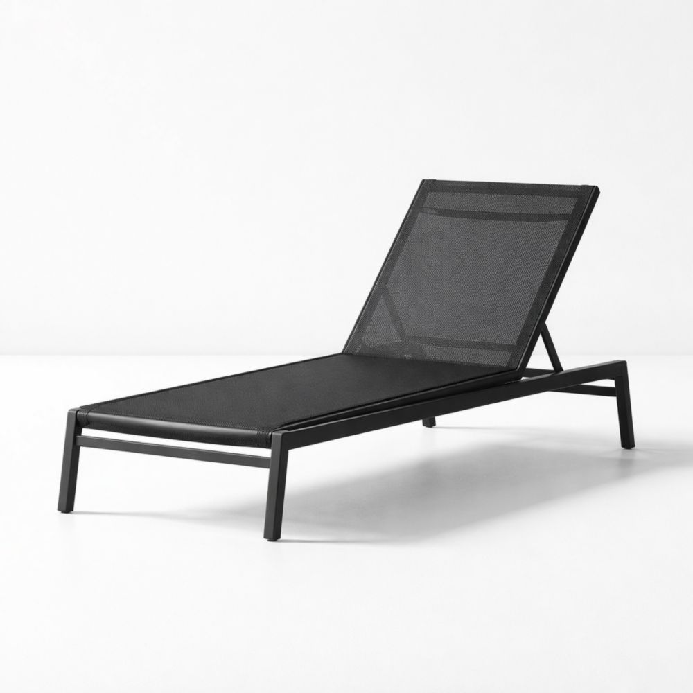 Chaise Longue Extérieure Aluminium Noir Réglable 195x65x32cm-woodmingle