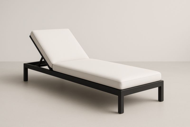 Chaise longue extérieure aluminium noir et blanc avec coussin en tissu-woodmingle