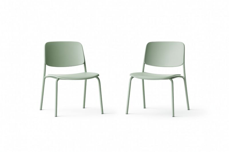 Lot de 2 chaises vertes en métal et plastique 45x50x80 cm-woodmingle