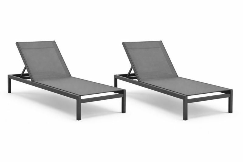 Lot de 2 chaises longues en aluminium noir-velmontwood