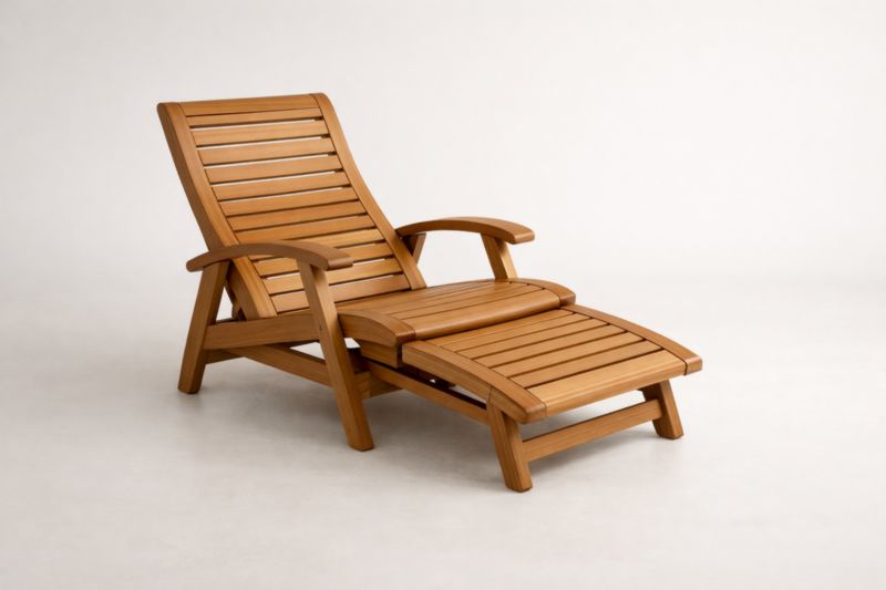Chaise longue en teck massif ajustable avec repose-pieds-velmontwood