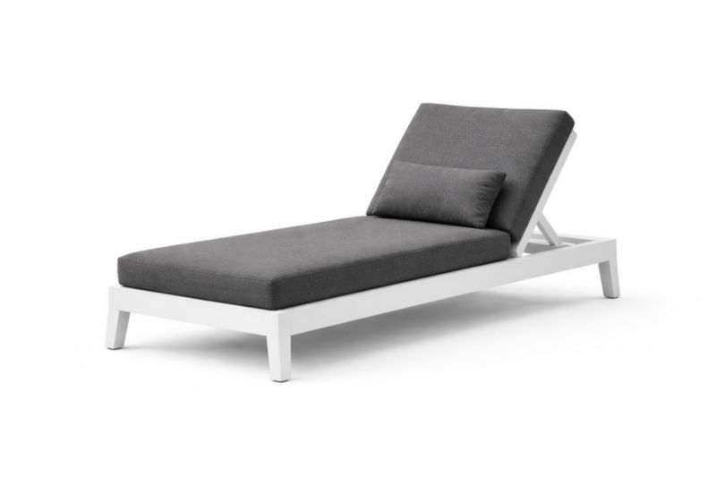 Chaise longue de jardin en aluminium avec coussin gris-velmontwood
