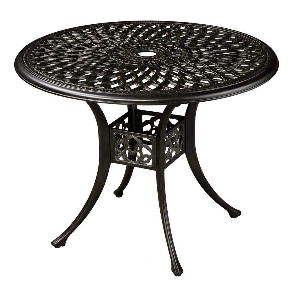 Table de Jardin Ronde en Aluminium avec Trou pour Parasol, Diamètre 78 cm, Idéale pour Terrasse et Jardin