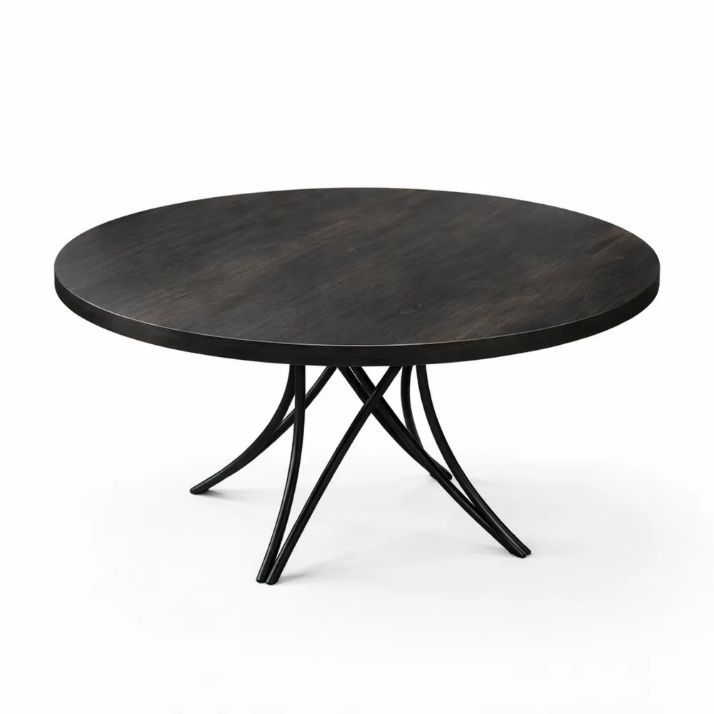 Table ronde moderne pour 4 à 6 personnes, facile à installer, avec pieds croisés