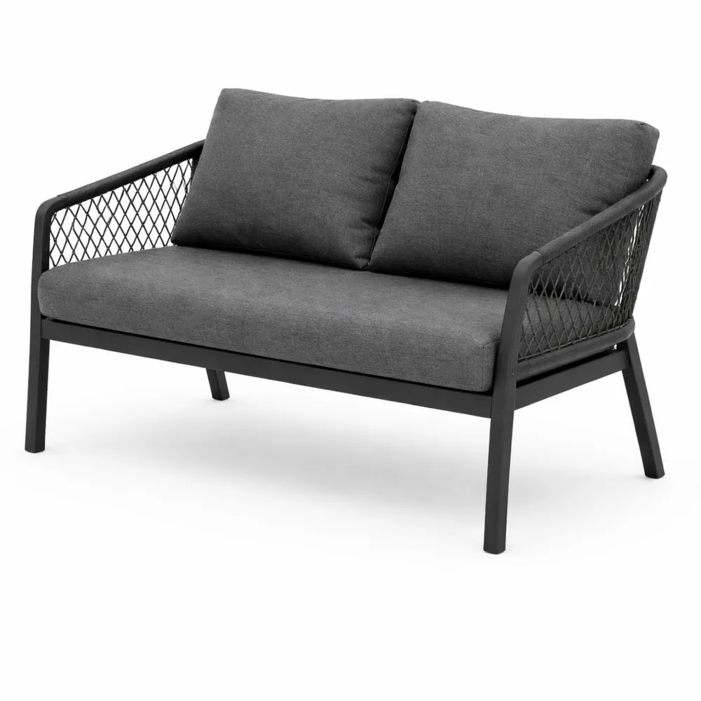 Canapé d'Extérieur 2 Places, Couleur Anthracite et Graphite