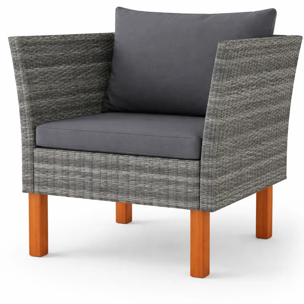 Sofa de Jardin en Résine Tressée et Bois d'Eucalyptus