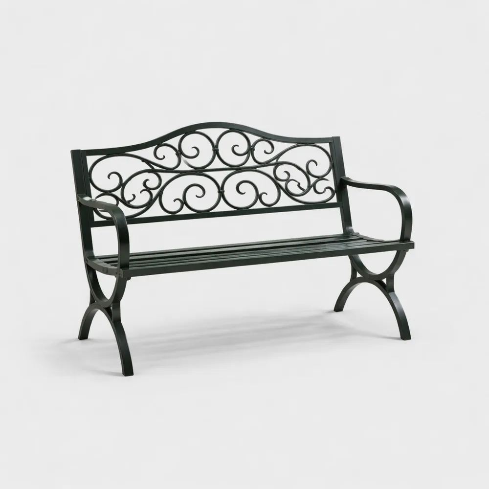 Banc Extérieur 3 Places Confortable pour Terrasse et Jardin, Capacité 300 kg, Acier Gris