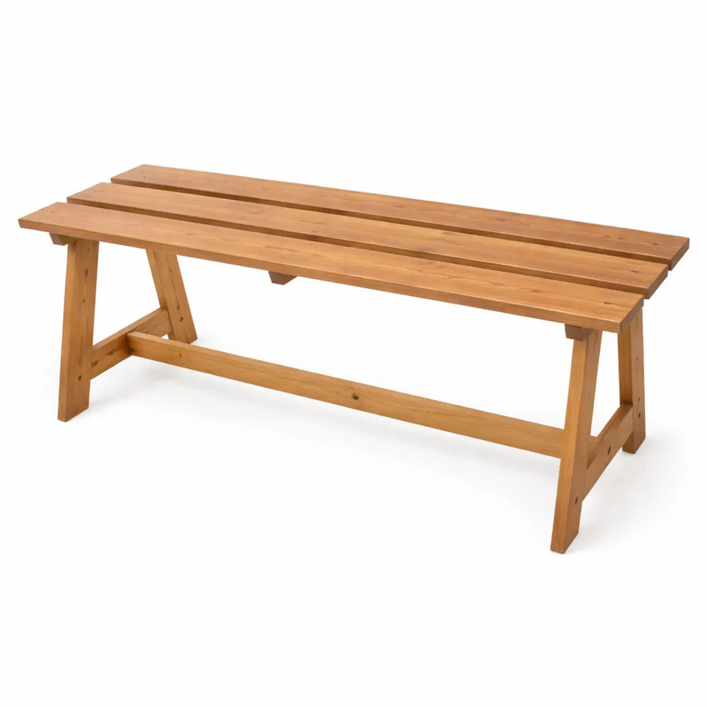 Banc extérieur en bois pour jardin et terrasse, 2 places, design sans dossier