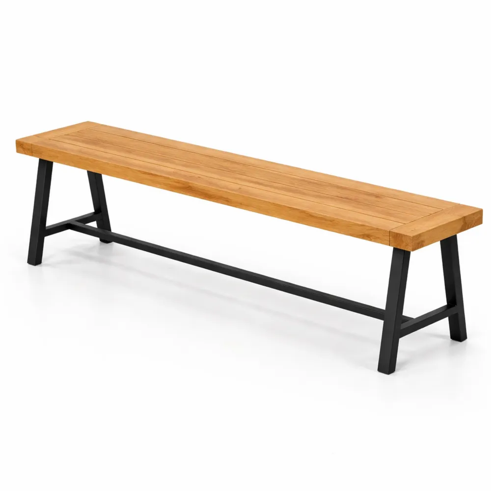 Banc extérieur en acacia pour terrasse, 3-4 places, pieds réglables