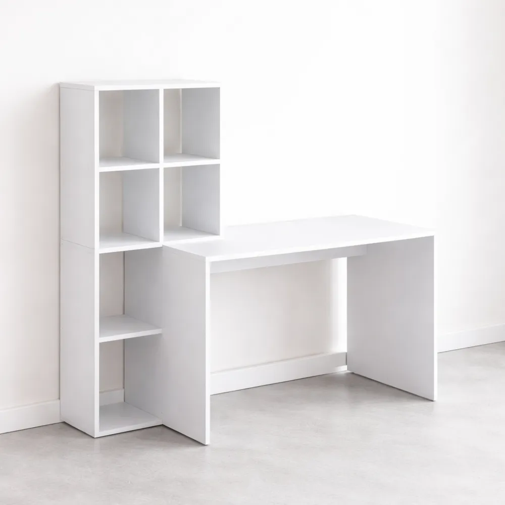 Bureau Blanc avec Rangement pour Études, Chambre d'Ado
