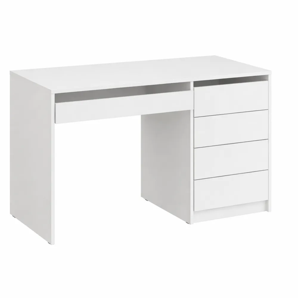 Bureau fonctionnel blanc avec espace de rangement