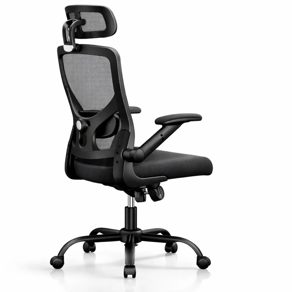Chaise Ergonomique de Travail avec Support Réglable et Accoudoirs Relevables