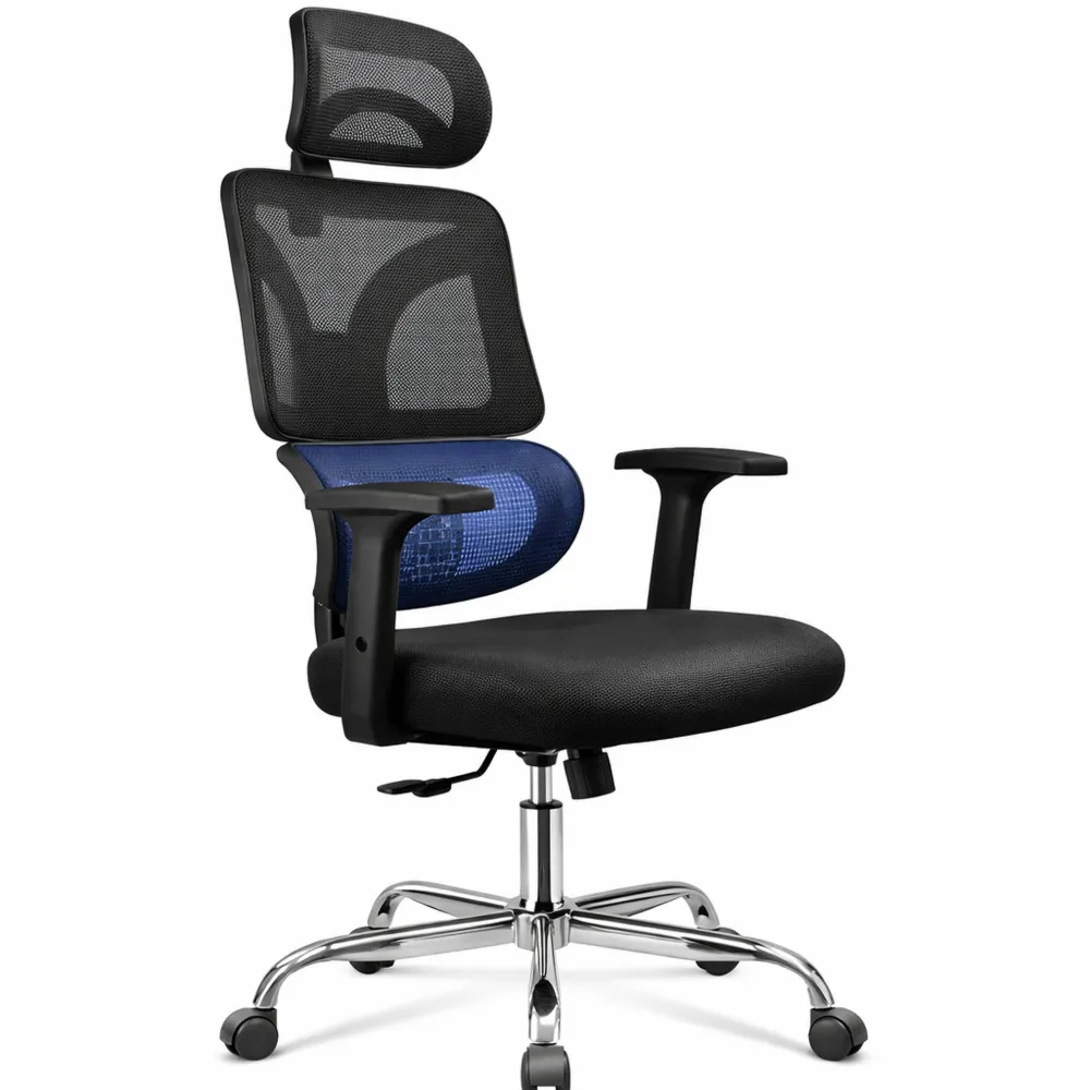 Chaise de bureau ergonomique avec accoudoirs réglables et soutien lombaire