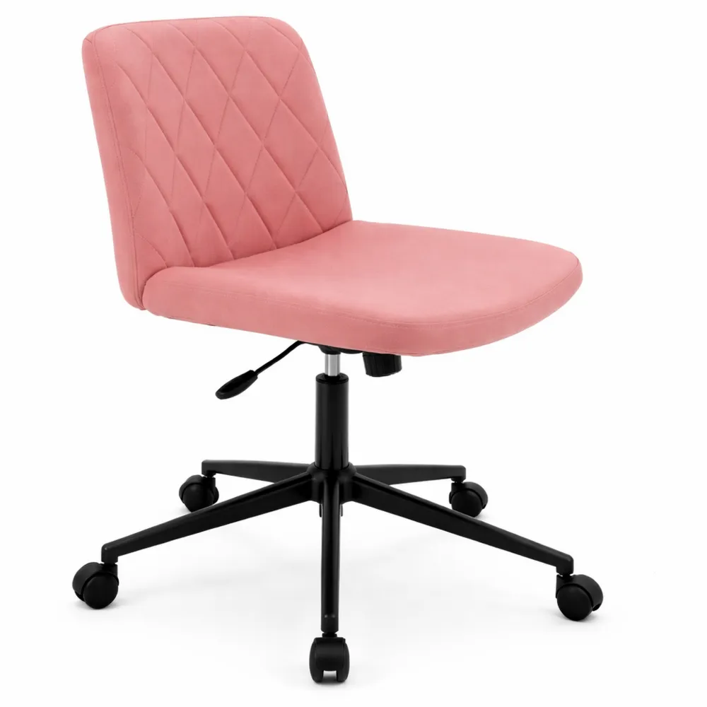 Chaise pivotante en velours rose avec hauteur ajustable