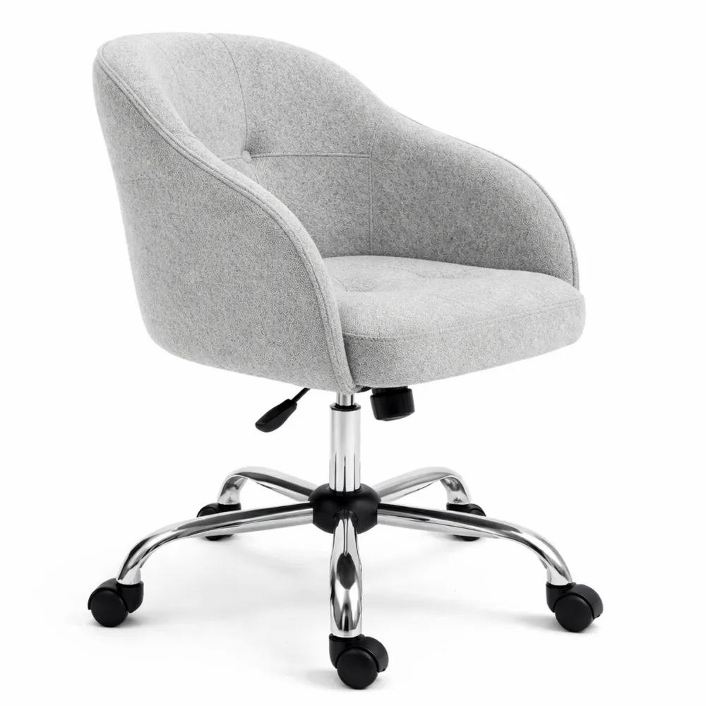 Chaise pivotante ergonomique en peluche, hauteur réglable, design moderne, gris