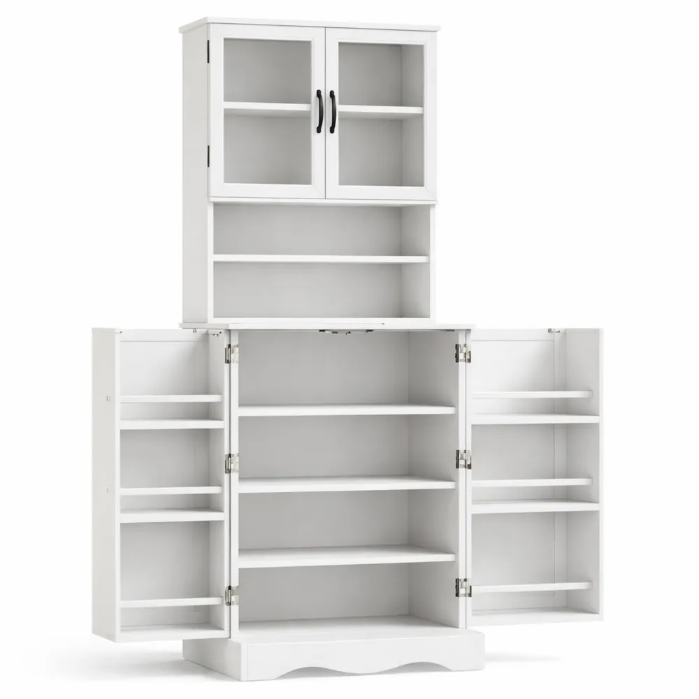 Buffet de Cuisine avec Étagère Réglable et Rangements, Blanc, 60x39,5x179,6cm