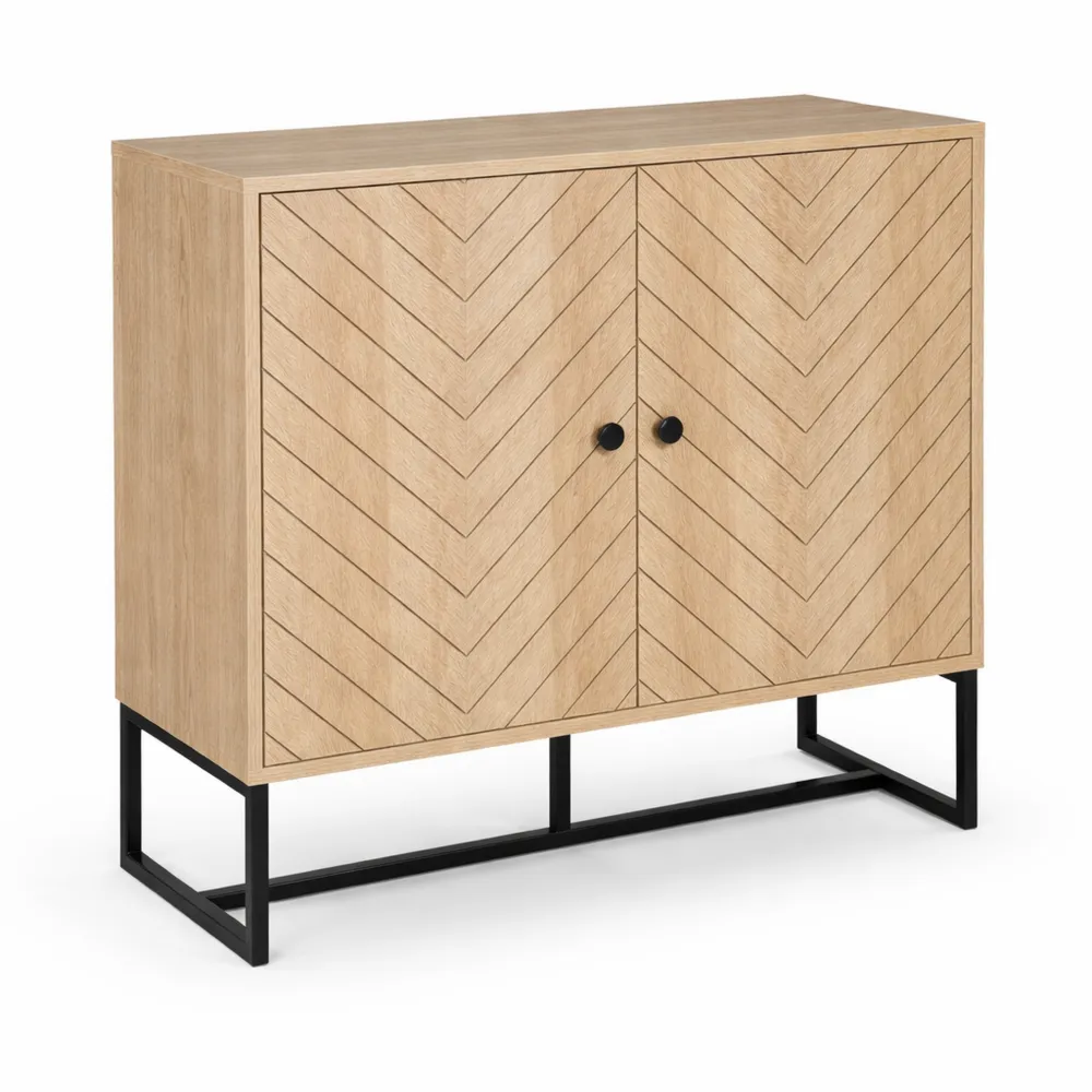 Buffet de Rangement 2 Portes avec Pieds en Métal Noir