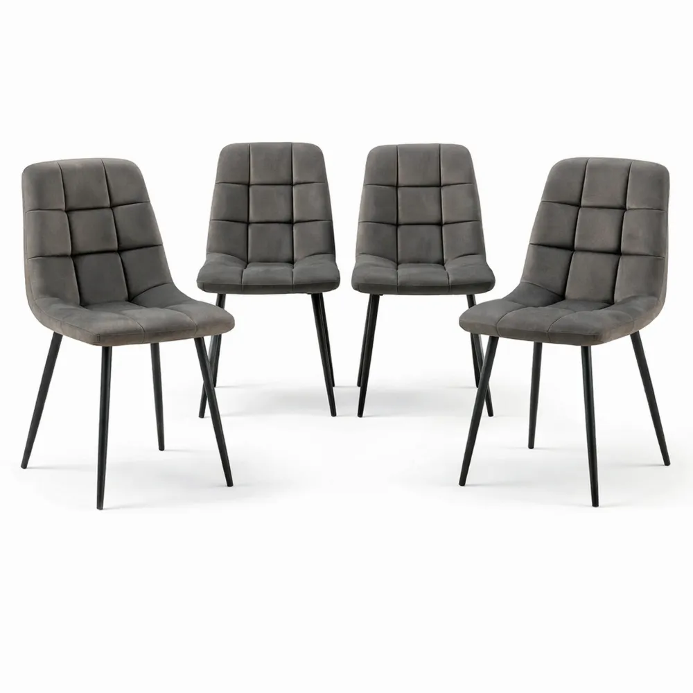 Lot de 4 chaises de salle à manger en velours avec dossier, confortables et rembourrées, capacité 150 kg, anthracite