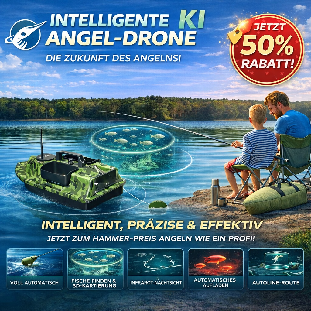 Intelligentes, KI-gestütztes Futterboot mit unabhängiger Dreikammer-Futterbefüllung, automatischer Fahrtrichtungsanzeige zur Fischortung und ferngesteuertem Fischerboot mit großer Reichweite.