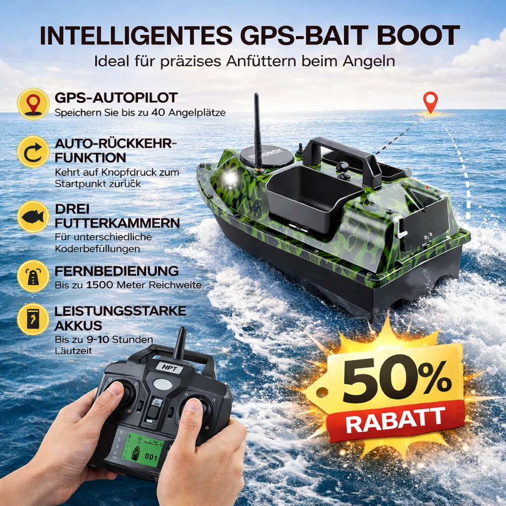 Intelligentes, KI-gestütztes Futterboot mit unabhängiger Dreikammer-Futterbefüllung, automatischer Fahrtrichtungsanzeige zur Fischortung und ferngesteuertem Fischerboot mit großer Reichweite.