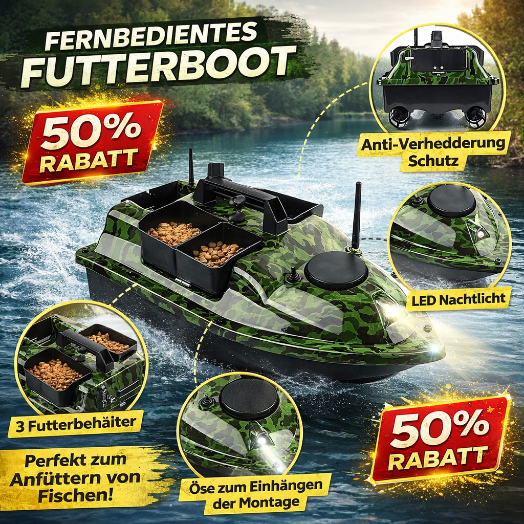 Intelligentes, KI-gestütztes Futterboot mit unabhängiger Dreikammer-Futterbefüllung, automatischer Fahrtrichtungsanzeige zur Fischortung und ferngesteuertem Fischerboot mit großer Reichweite.