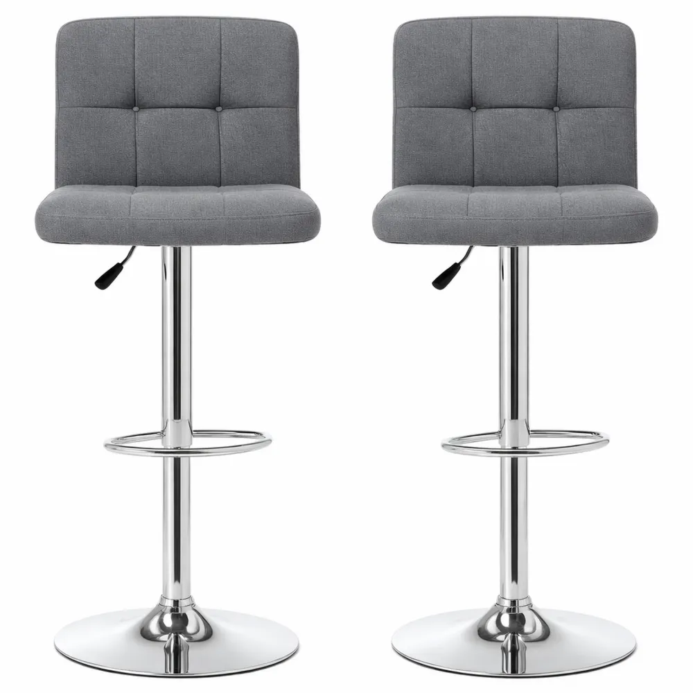 Tabourets de Bar Réglables en Tissu avec Repose-Pieds Chromés