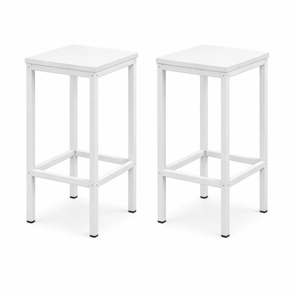 Tabourets de bar industriels avec repose-pieds en bois et métal, lot de 2, pour cuisine et salle à manger