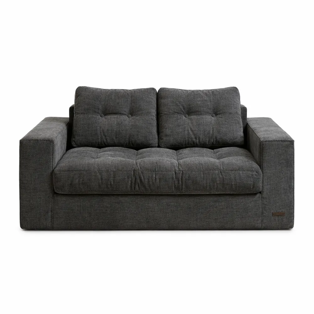 Canapé 2 Places en Velours avec Accoudoirs et Coussin