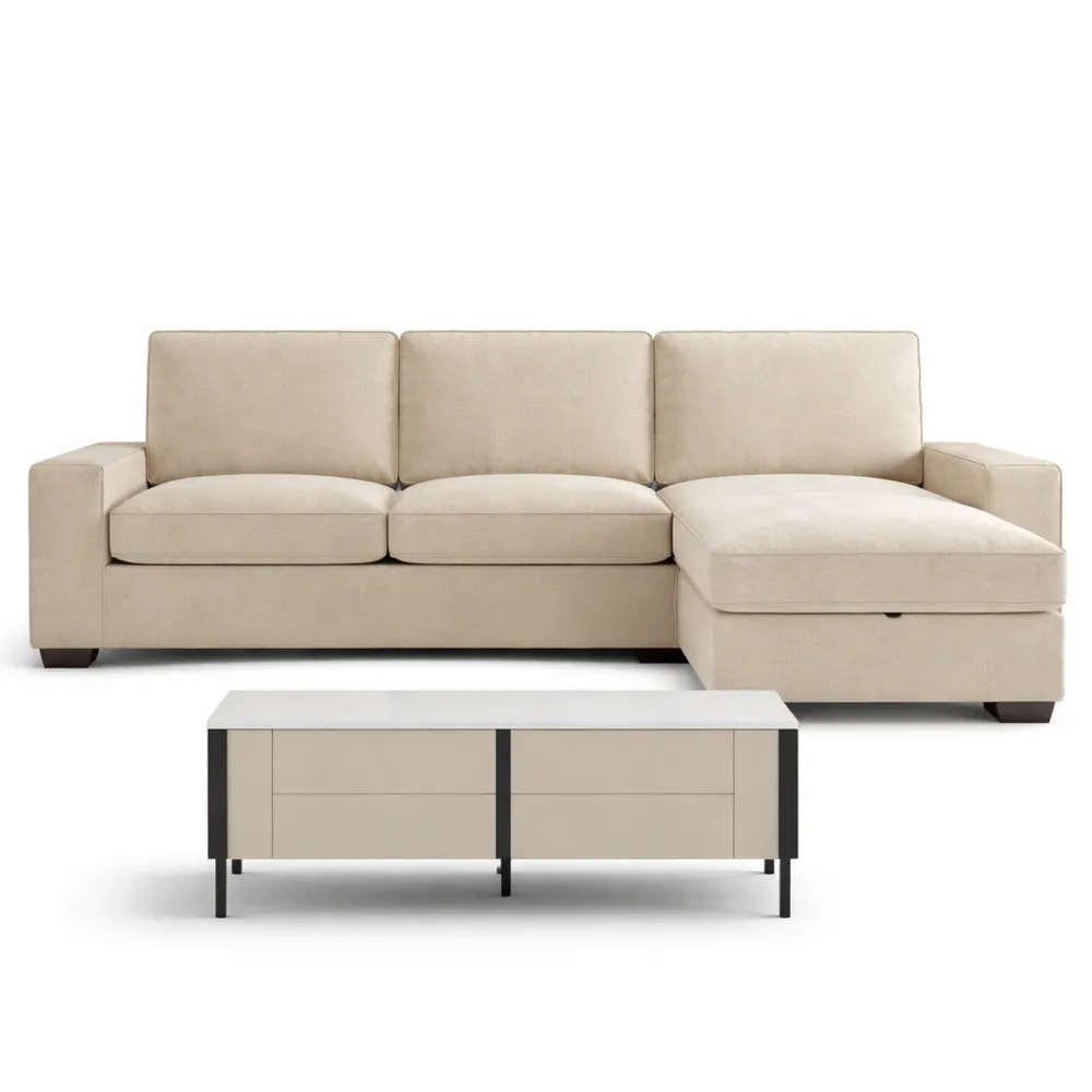 Canapé d'Angle Convertible avec Rangement et Port USB