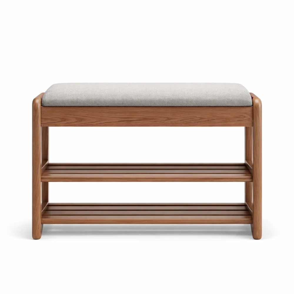 Banc de rangement avec étagère à chaussures et coussin confortable