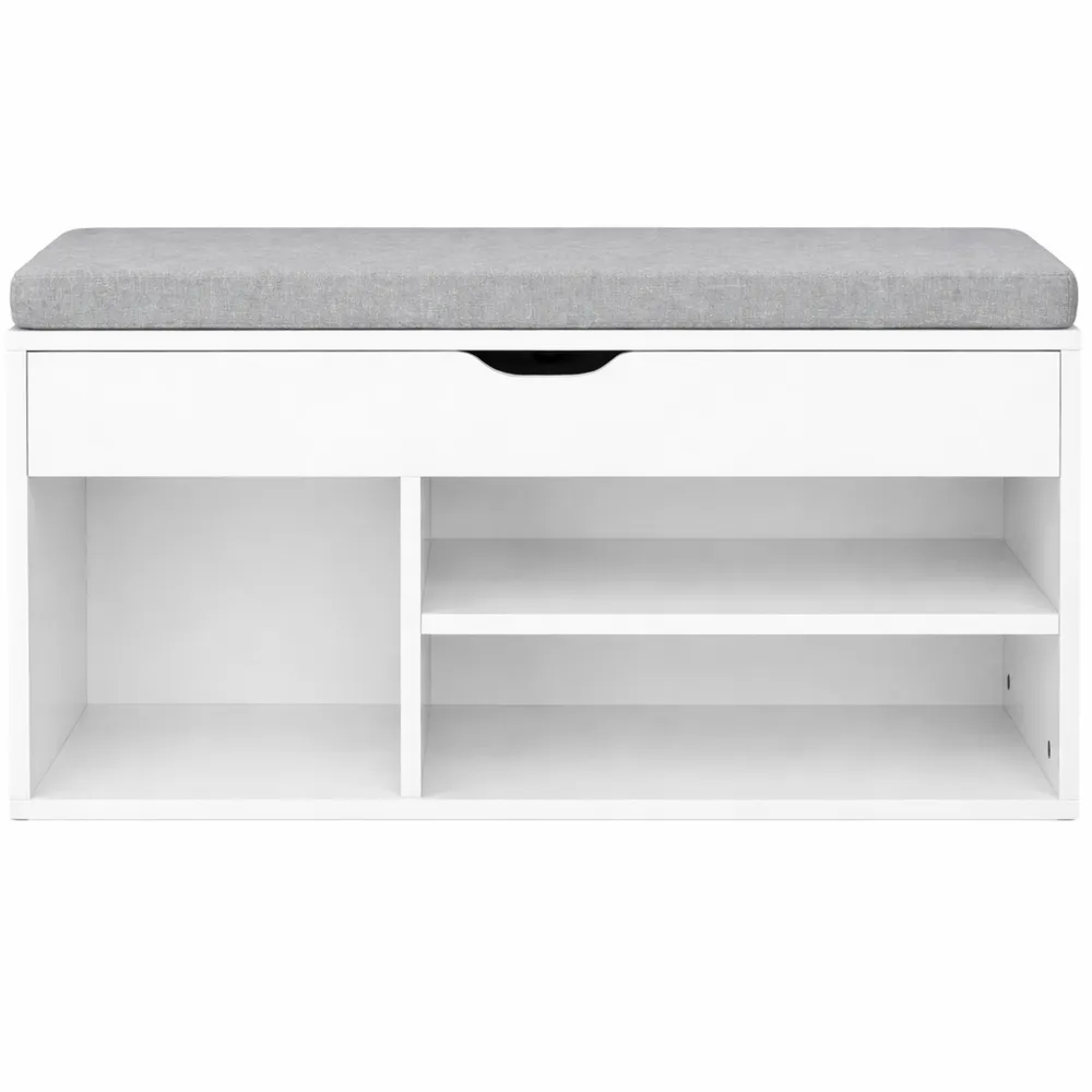 Banc de rangement avec coussin et étagère à chaussures