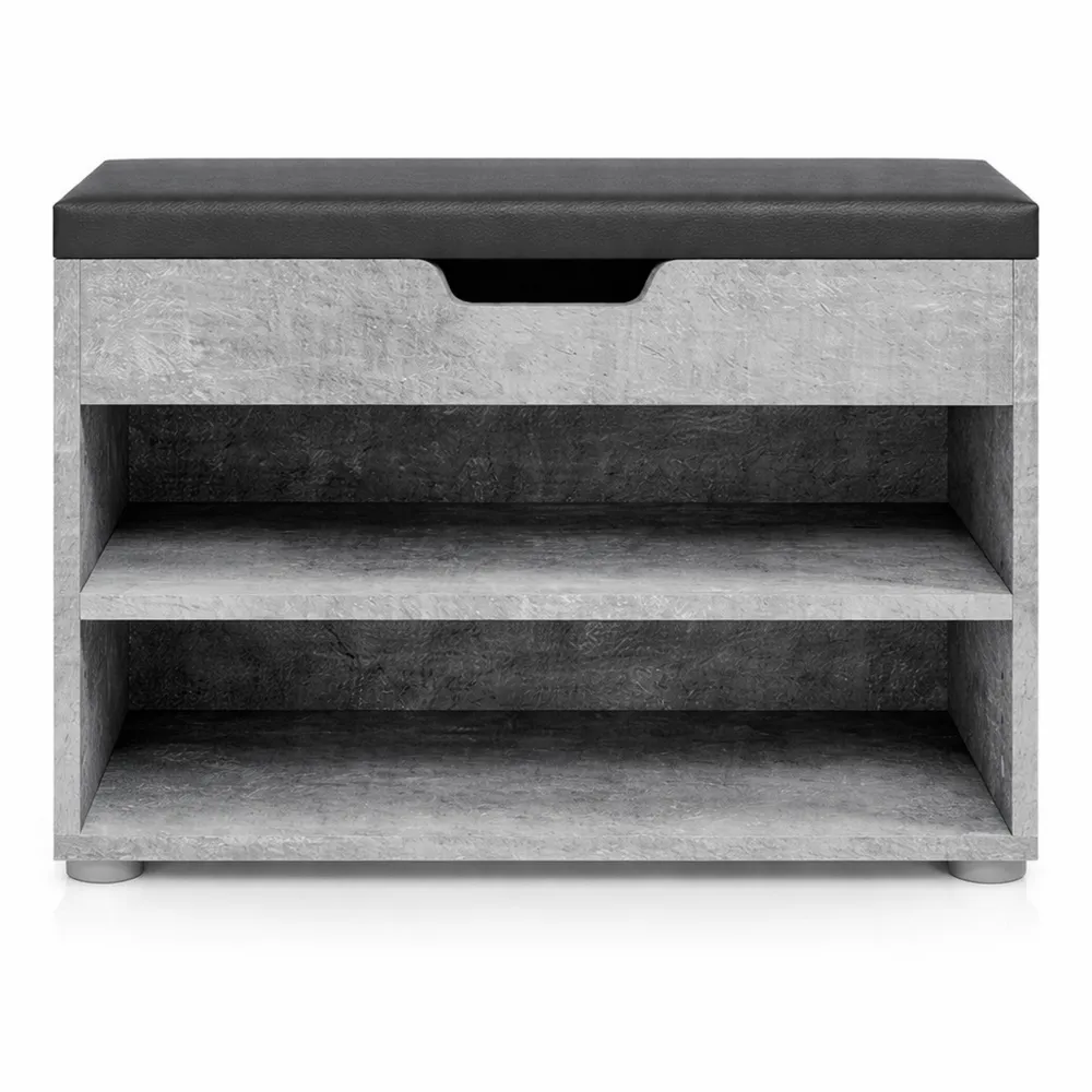 Banc pratique pour rangement de chaussures, béton, 60x45 cm