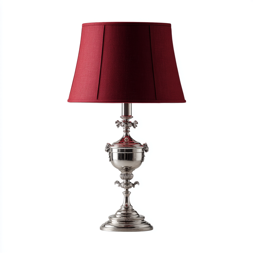 Lámpara de mesa metal 35x35x60 cm - burdeos-plata - estilo clásico - adecuada para salón-Luxemylab