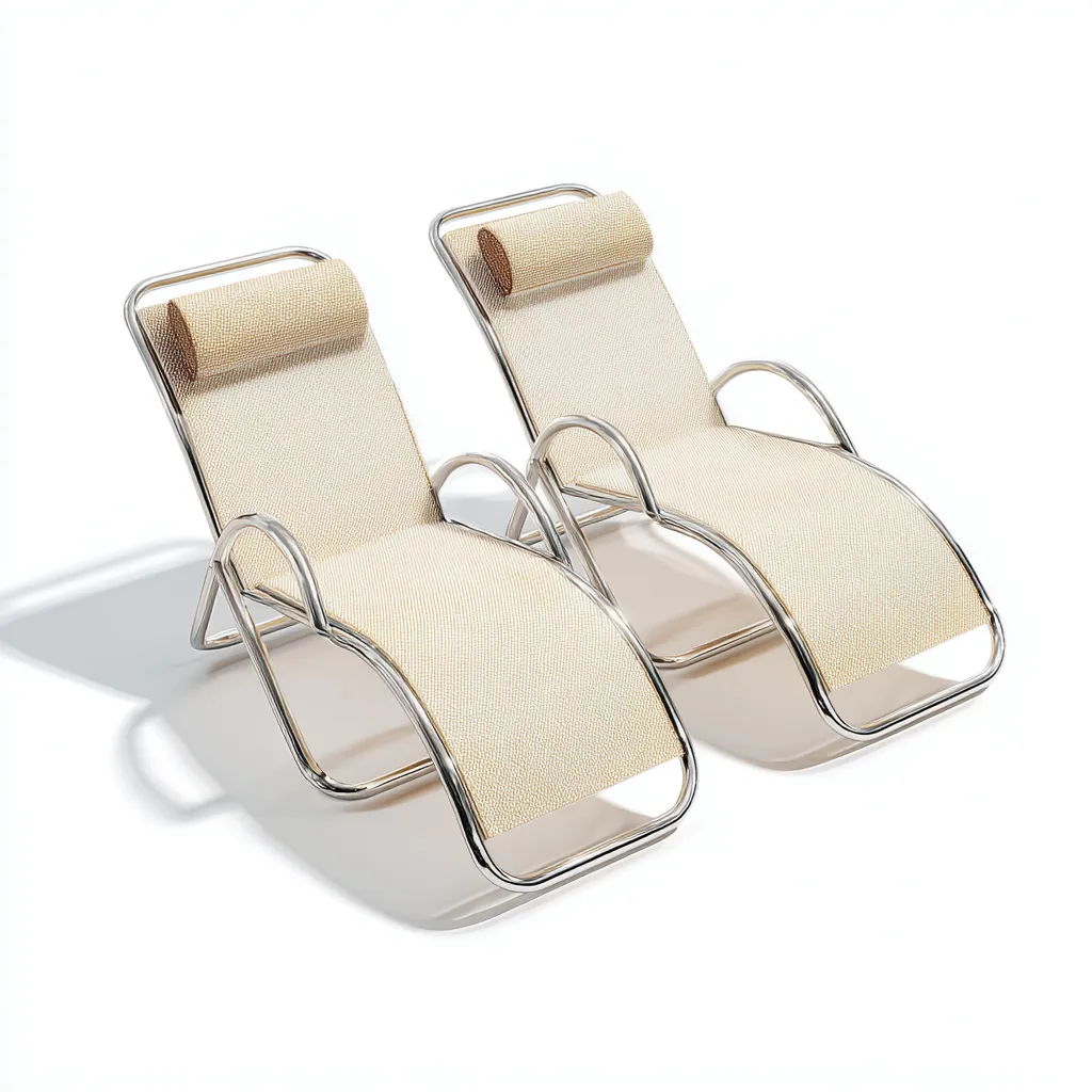 Tumbona de jardín conjunto de 2 piezas estructura metálica y textil 195x64x83 cm - beige-plata - estilo moderno aptas para jardín-Luxemylab