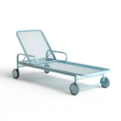 Tumbona de jardín estructura metálica y malla transpirable 189x64x86 cm - azul claro - estilo moderno apta para jardín-Luxemylab