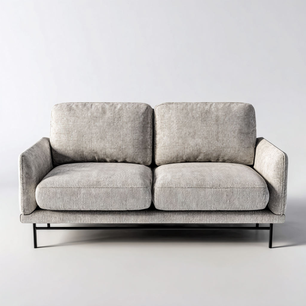 Sofá de 2 plazas tela 150x80x82 cm gris claro para salón diseño moderno-Luxemylab