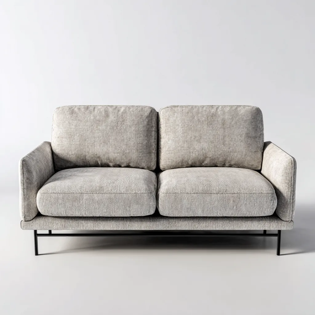 Sofá de 2 plazas tela 150x80x82 cm gris claro para salón diseño moderno-Luxemylab