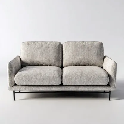 Sofá de 2 plazas tela 150x80x82 cm gris claro para salón diseño moderno-Luxemylab