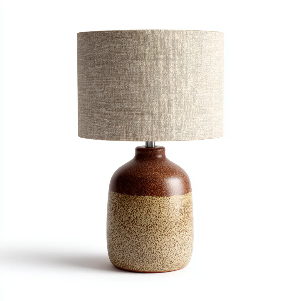 Lámpara de mesa cerámica 27x27x45 cm - marrón-beige - estilo rústico - adecuada para salón-dormitorio-Luxemylab